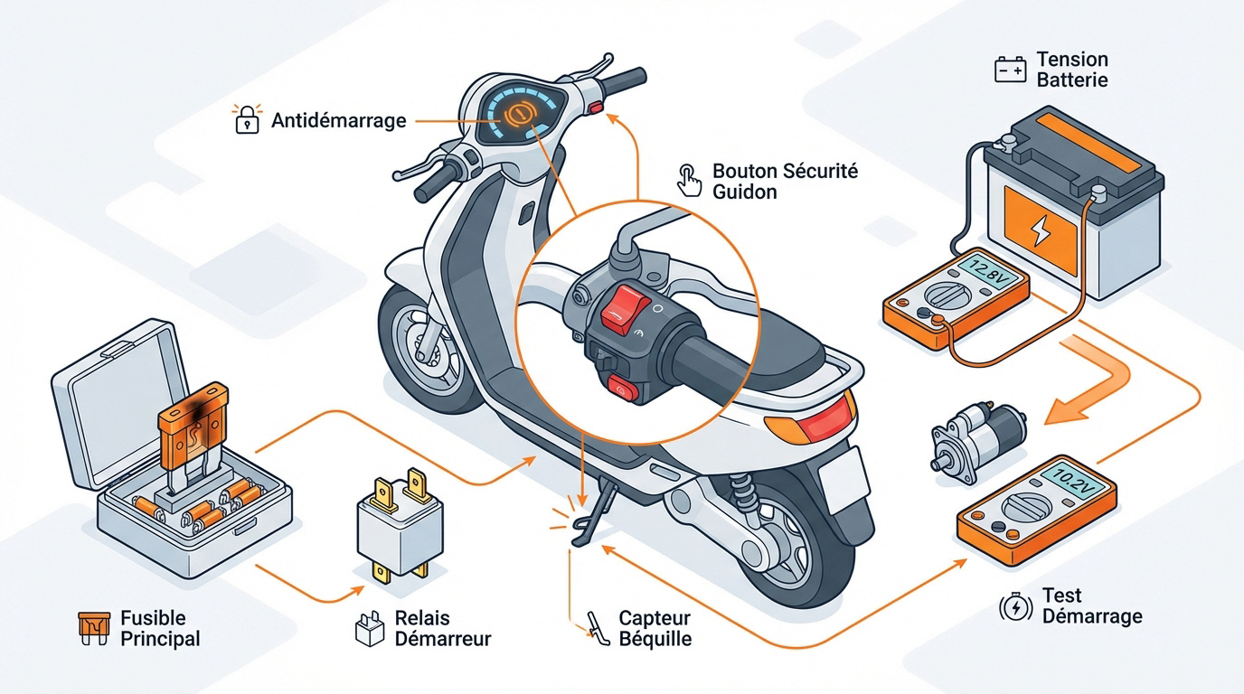 Composants électriques essentiels pour le diagnostic de démarrage d'un scooter
