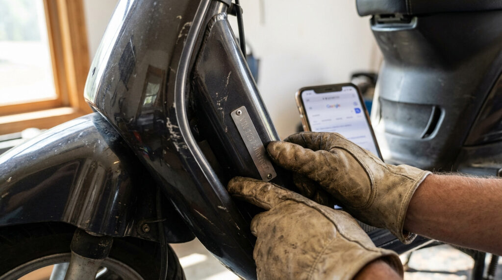 Vérification d'un scooter volé avec rapport HistoVec et numéro VIN en 2026