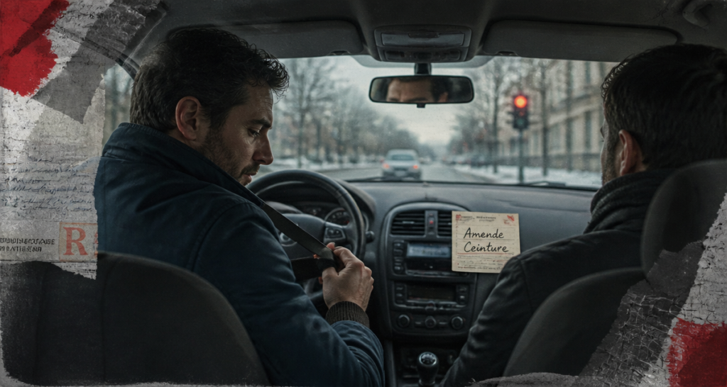 amende non port de la ceinture conducteur intérieur voiture