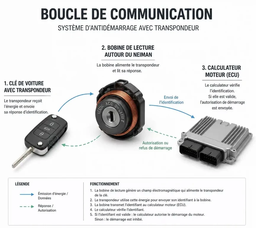 Schéma de fonctionnement du système anti-démarrage voiture