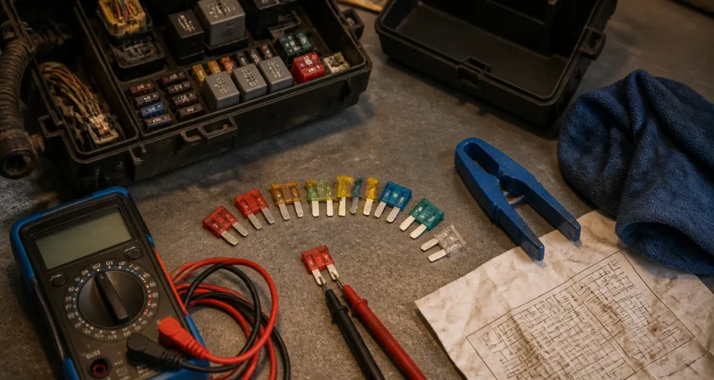 Tester fusible voiture au multimètre : mesure au contact