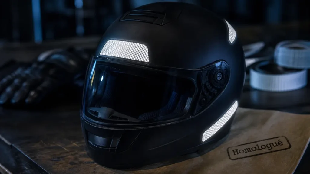 Bande réfléchissante casque moto obligatoire, homologuée