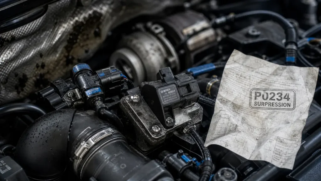 Code defaut p0234 surpression turbo : durite, capteur MAP et électrovanne en cause