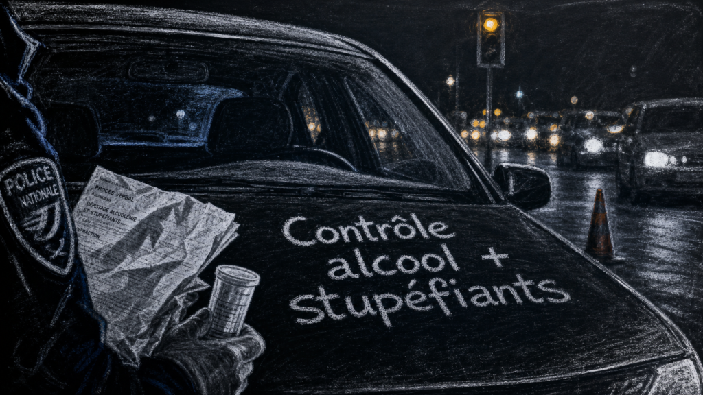 Contrôle conduite sous stupéfiant et alcool : amende, prison, points