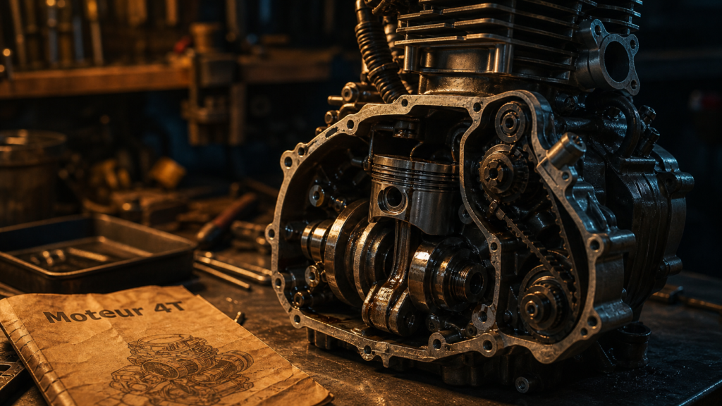 moteur 4t en atelier : lubrification séparée