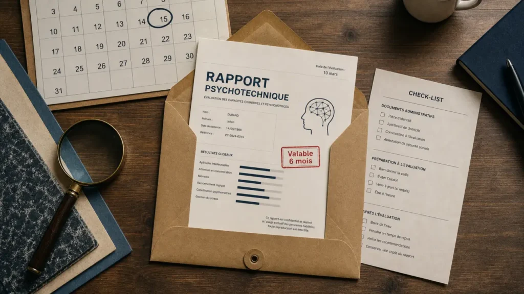 Validite test psychotechnique permis conduire : valable 6 mois