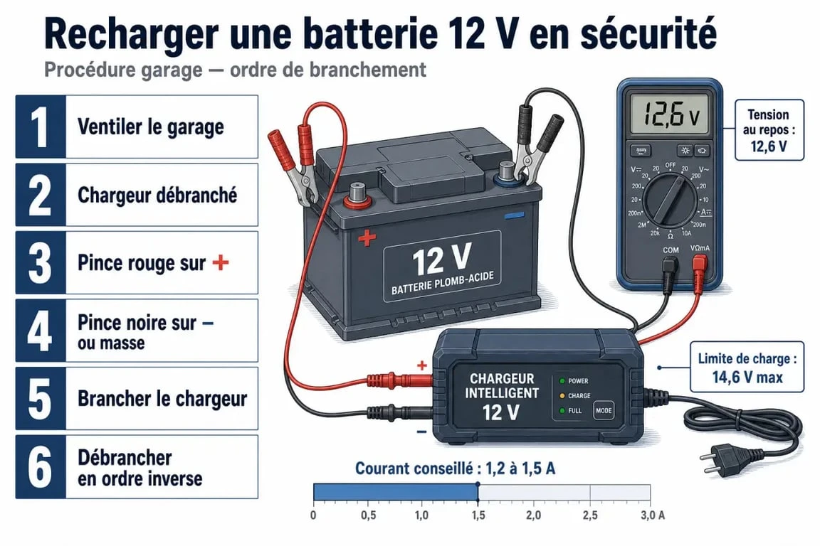 Recharger une batterie 12V en toute sécurité avec un chargeur intelligent et les étapes de branchement
