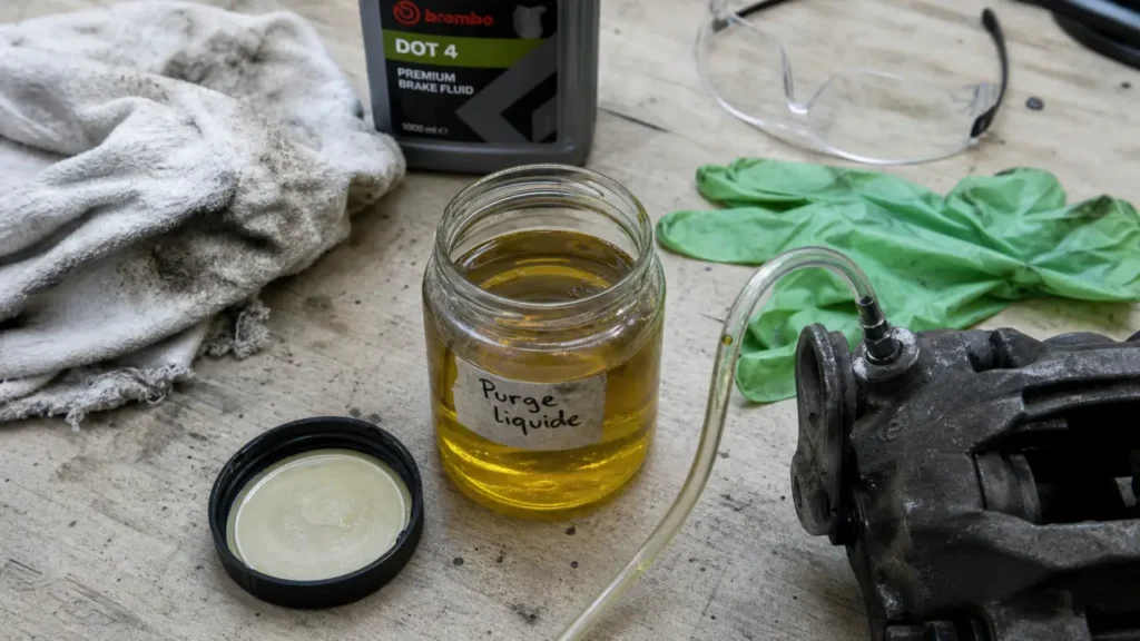 Liquide de frein purge : purge du liquide de frein avec tuyau et vis de purge