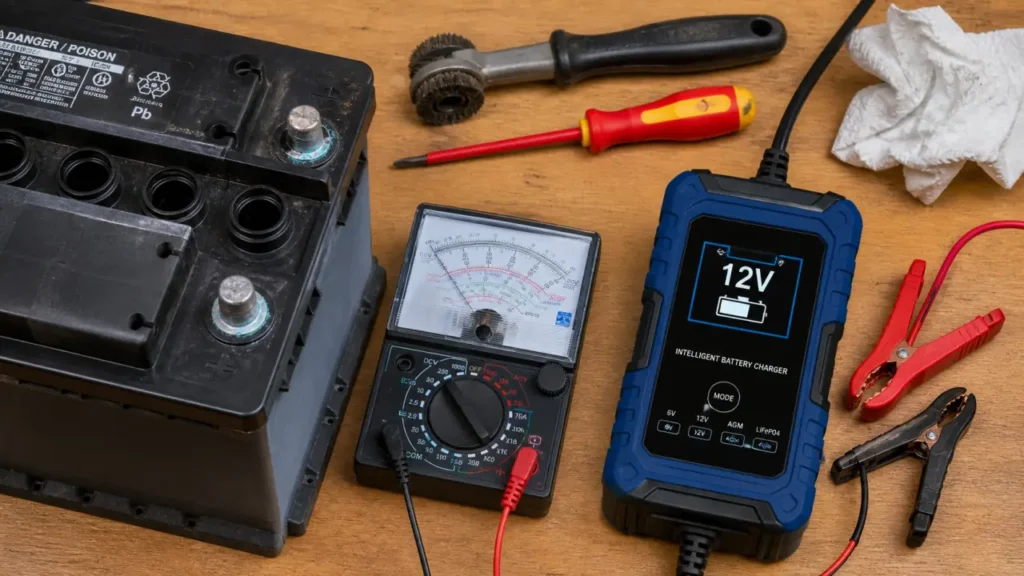 Recharger une batterie 12V : chargeur 12V et bornes propres