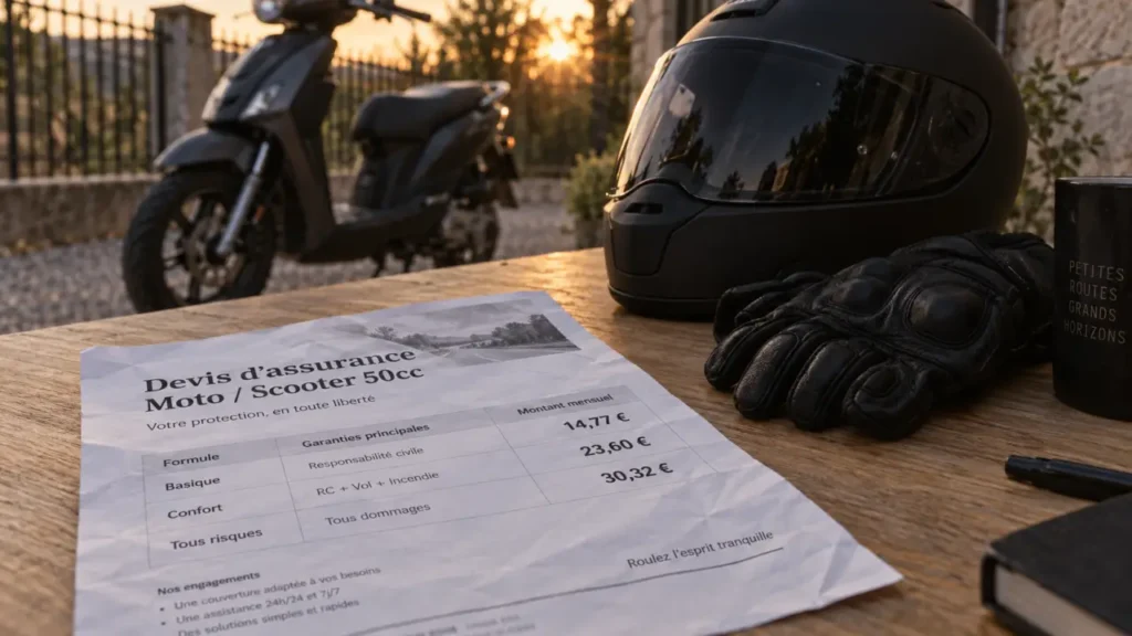 Assurance moto 50cc mineur prix : devis, casque et gants