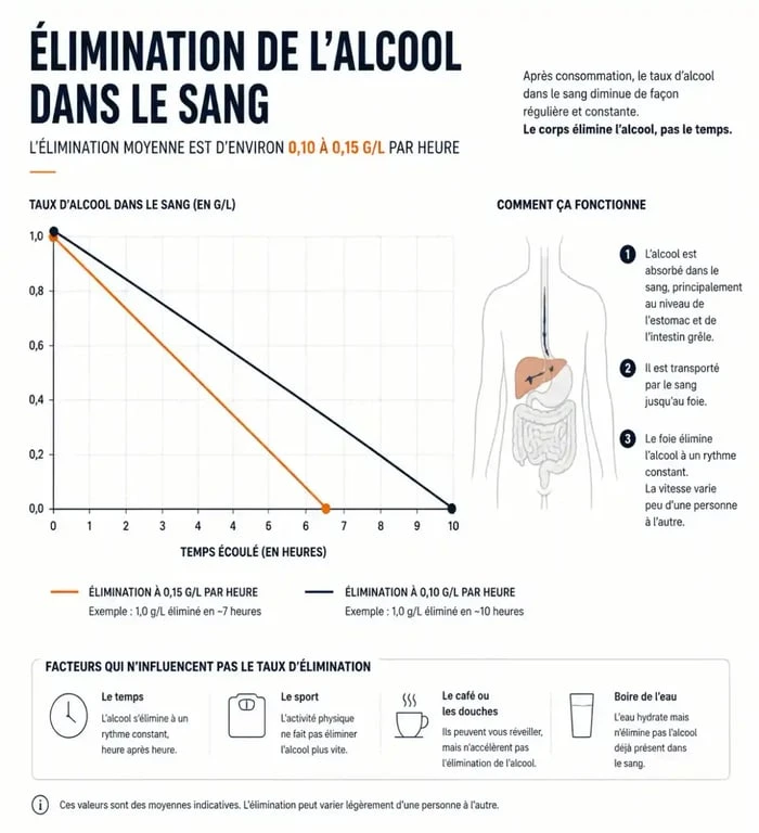Temps d'élimination de l'alcool pour un jeune conducteur
