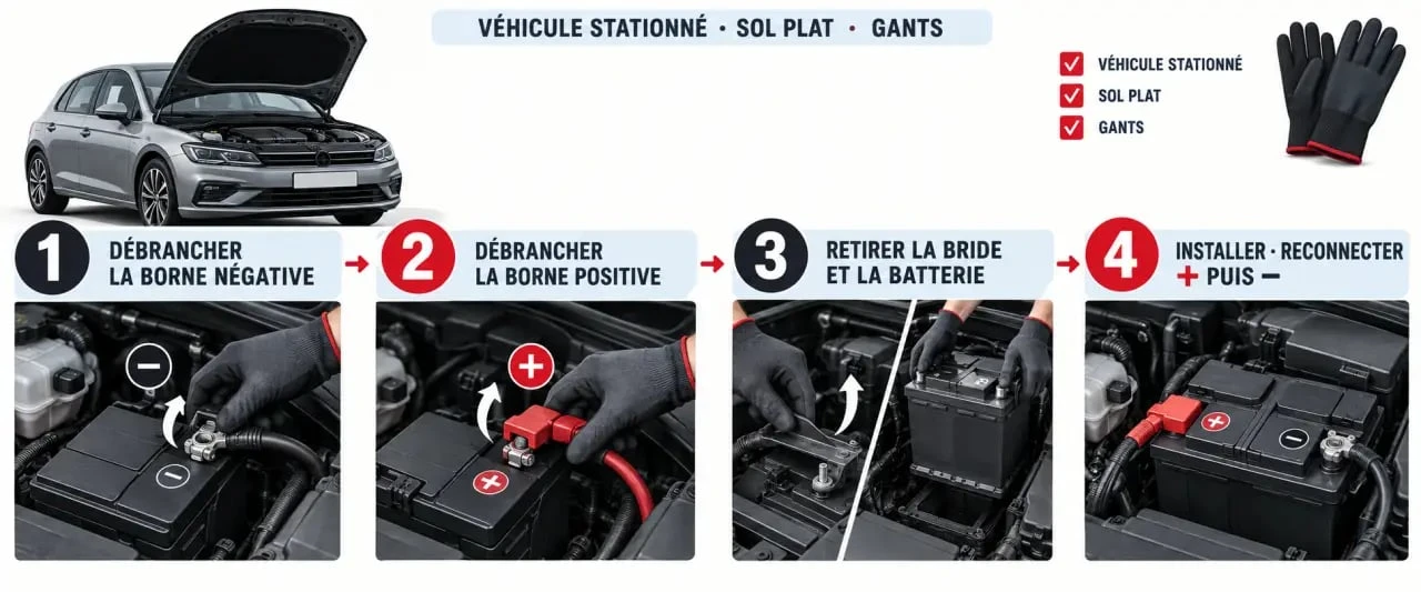 Changement batterie voiture : étapes de remplacement et ordre des branchements en toute sécurité
