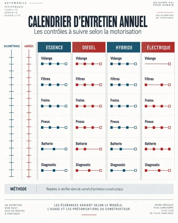 Entretien annuel voiture : fréquences et opérations selon la motorisation