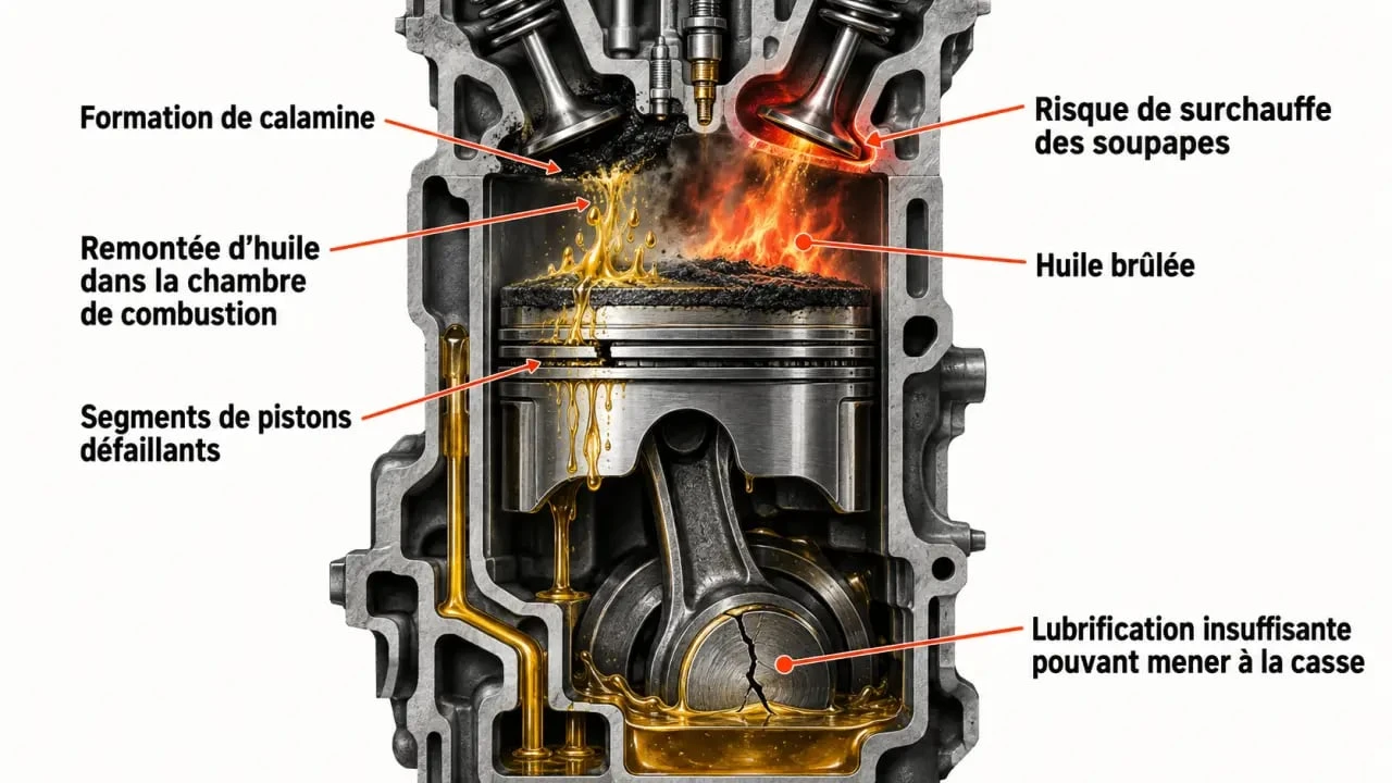 Schéma du mécanisme de surconsommation d’huile du moteur 1.2 TCe