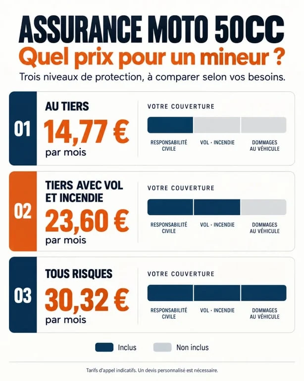 Prix d’une assurance moto 50cc pour mineur selon la formule choisie