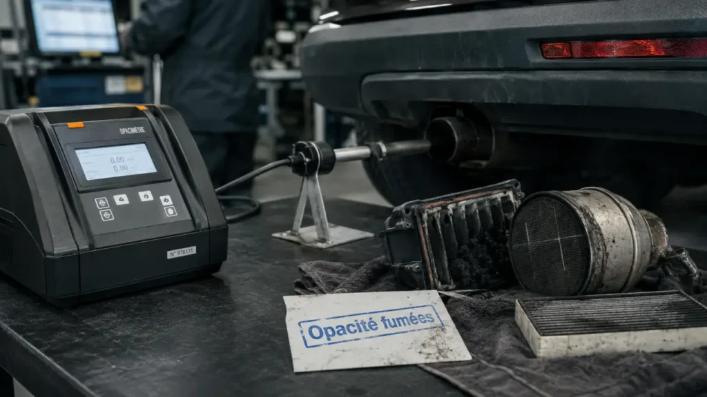 Opacité voiture : contrôle diesel avec opacimètre en centre technique