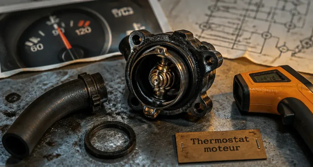 Thermostat voiture ouvert pour diagnostiquer une panne moteur