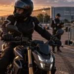 Piste moto French permis à Villepinte P2, élève en formation moto